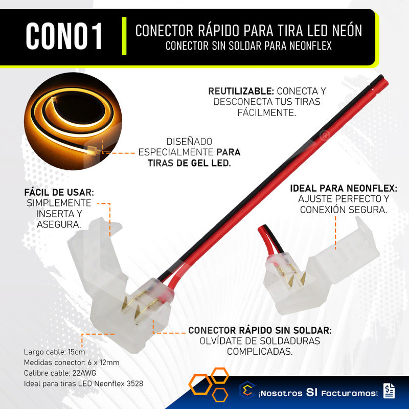 Conector Rápido Para Tira De Led Neon Neonflex 3528 50 Pieza Con01