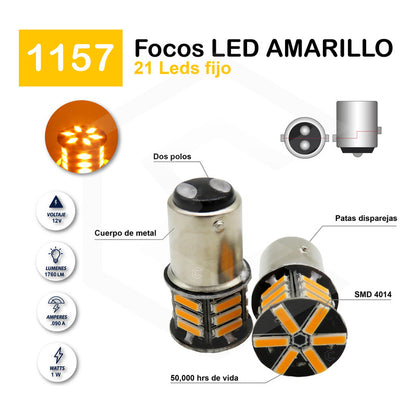 Par Focos 21 Leds 1157 2 Polos Patas Disparejas Función Fija