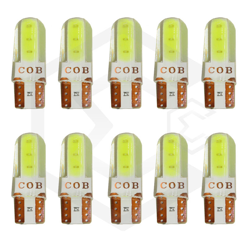 Kit 5 Pares Focos Led Cob Grande Pellizco T10 Silicon Auto