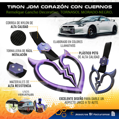 Tiron Corazon Cuernos Jdm Tsurikawa Remolque Gancho Decorati