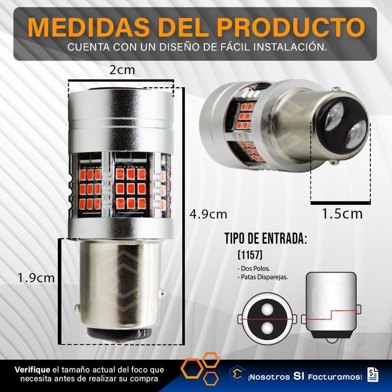 2 Focos 1157 54 Leds Canbus Fijo Ventilador 12v 29w 1000lm