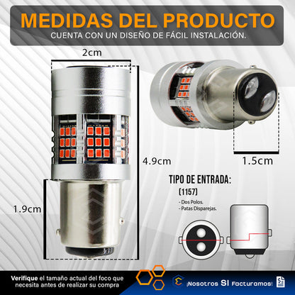 2 Focos 1157 54 Leds Canbus Fijo Ventilador 12v 29w 1000lm