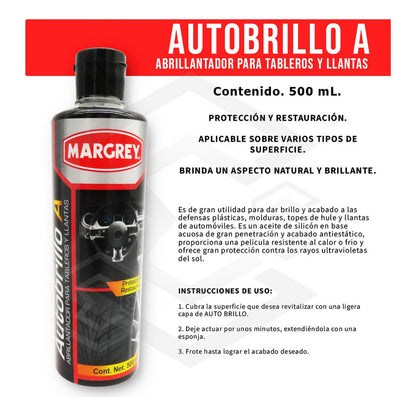 Autobrillo A 500ml Abrillanta Protege Tablero Llanta Margrey Color Blanco