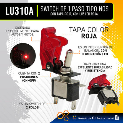 Switch Interruptor 1 Paso Tipo Nos Con Tapa Con Luz 1 Pieza