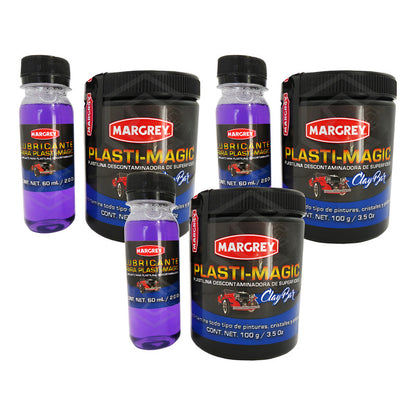3 Plastilina Arcilla Descontamina Plasti Magic 100gr Margrey Violeta