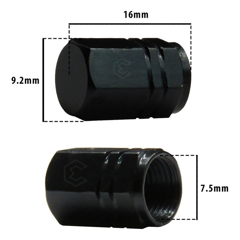 Kit 4 Tapon Cubre Pivote Válvula Metálico Hexagono Auto Moto