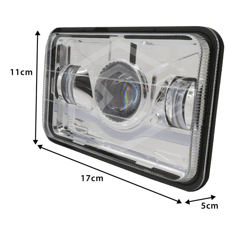 Par Faros Unidad 4x6 Rectangular Ojo Demonio 3 Lupas 12-24v