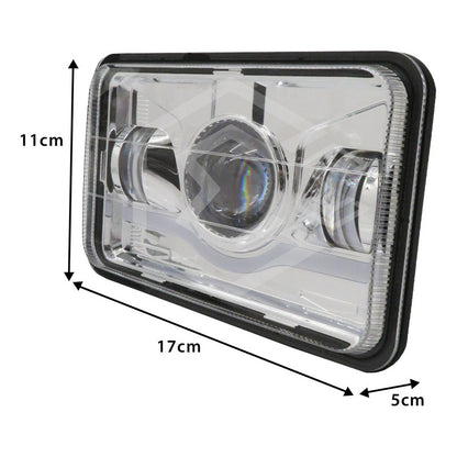Par Faros Unidad 4x6 Rectangular Ojo Demonio 3 Lupas 12-24v