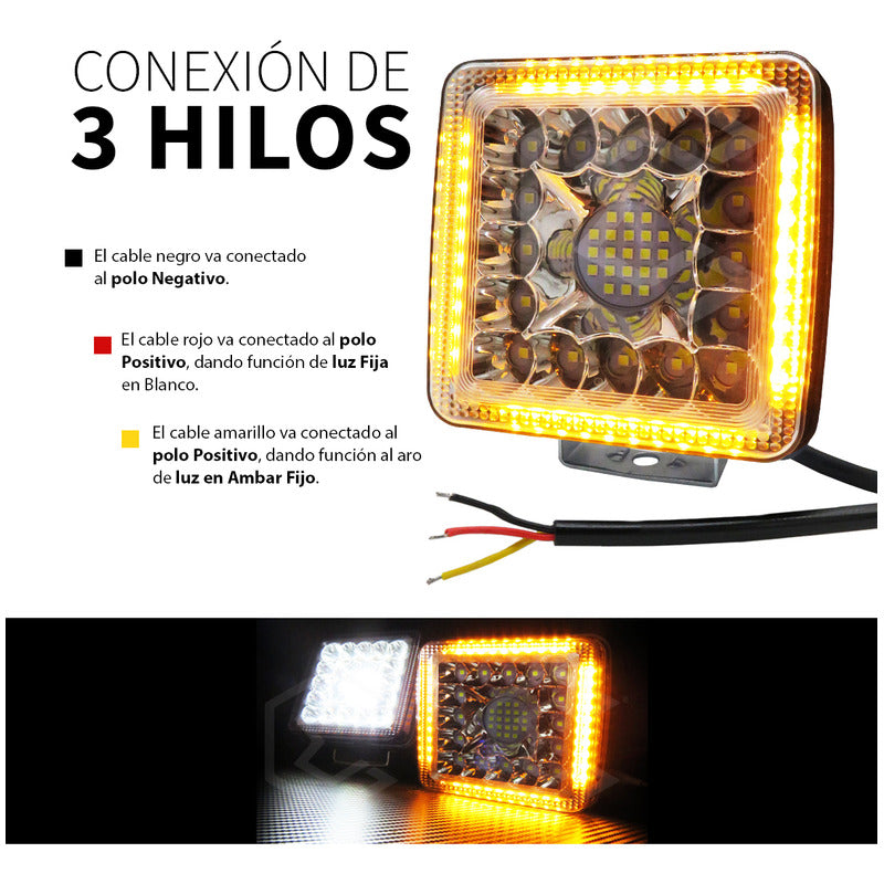 Par De Faros 77 Leds Auxiliares Luz Fija Aro De Luz 10-30v