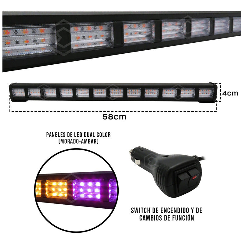 Barra 216 Led 19 Funciones 12 Módulos Bicolor Estrobo 12-24v