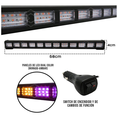Barra 216 Led 19 Funciones 12 Módulos Bicolor Estrobo 12-24v