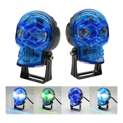 Par Faros 18 Leds 2 Lupas Rgb Calavera 12 Funciones 12-24v