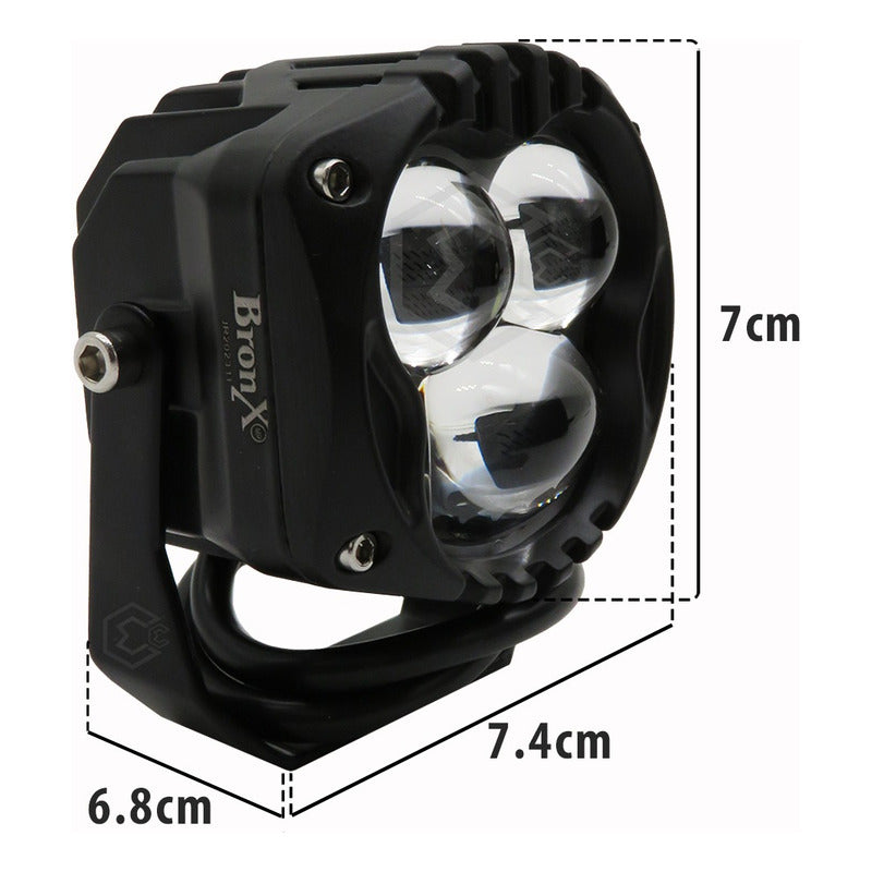 Par De Faros Cuadrado Bicolor 5 Leds Hiper Lupa Fijo 12-24v