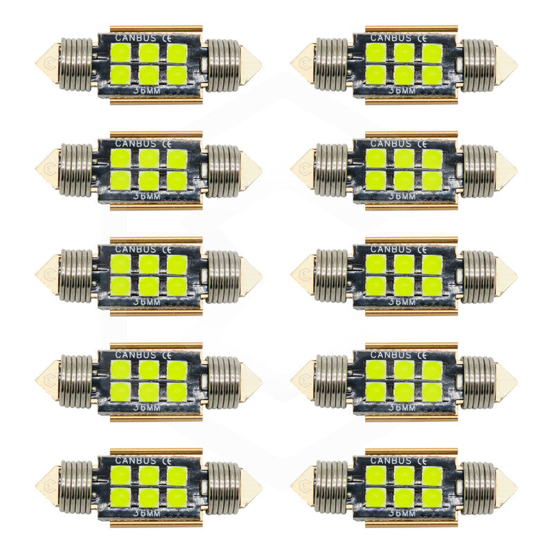 Kit 10 Focos Luz Interior 31 36 39 41 Mm 6 Leds Canbus 12v