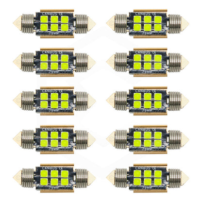 Kit 10 Focos Luz Interior 31 36 39 41 Mm 6 Leds Canbus 12v