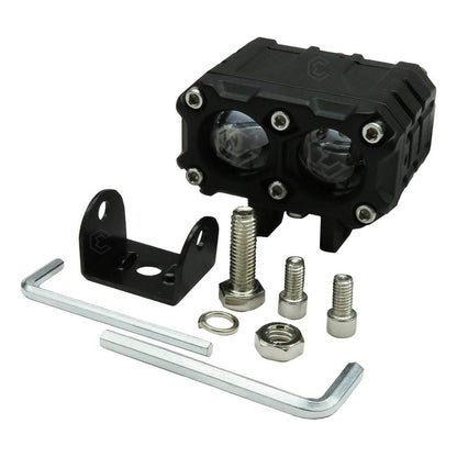 2 Faros Moto Bicolor 12 Hiperleds Lupa Fijo 24,000lm 12-24v