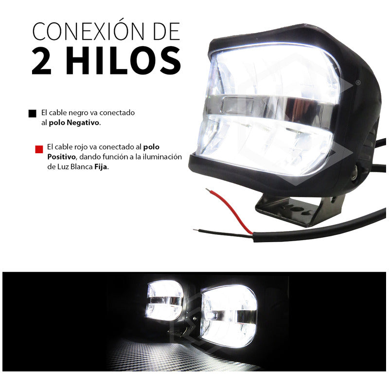 Par Faros Auxiliares Antiniebla 8 Leds Luz Blanca Fija 9-30v