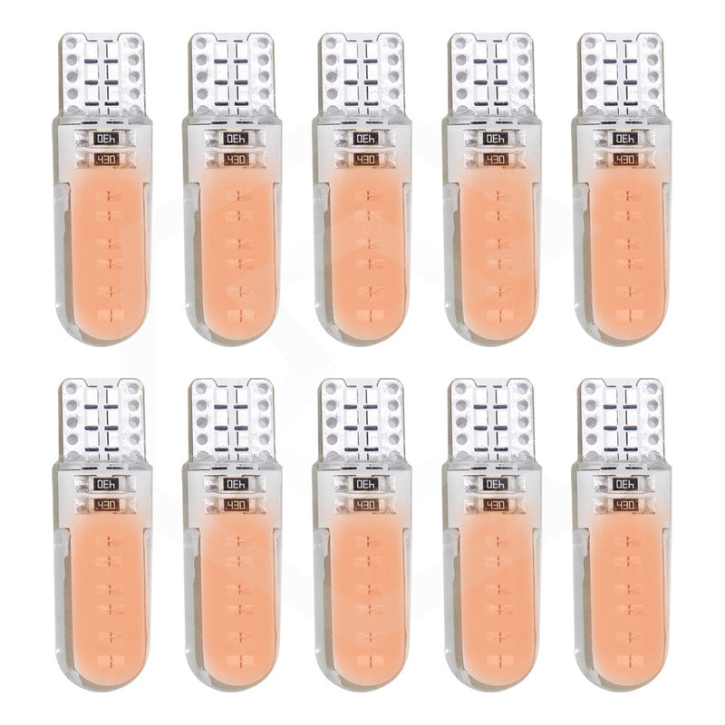 Kit De 10 Focos De Pellizco T10 12 Leds Cob Chip 80 Ma 12v