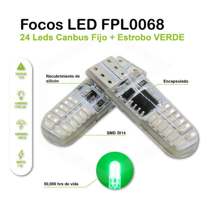 Kit De 50 Focos De Pellizco 24 Leds Canbus Fijo+estrobo 12v