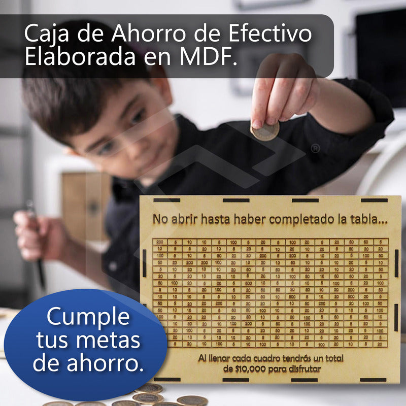Alcancia Caja De Ahorro Con Objetivo 10k 25k 45k Dinero Mdf