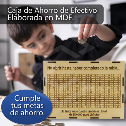 Alcancia Caja De Ahorro Con Objetivo 10k 25k 45k Dinero Mdf