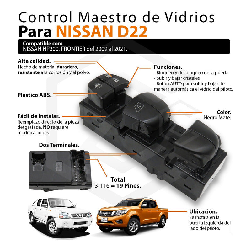 Control Maestro Switch Vidrios D22 Np300 Frontier 2009-21