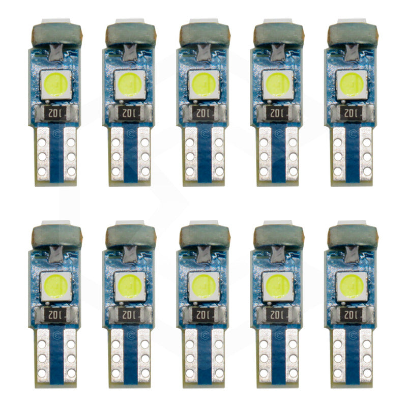 Kit 10 Focos 3 Leds Tablero Mandos T5 3030 3w 12v Colores