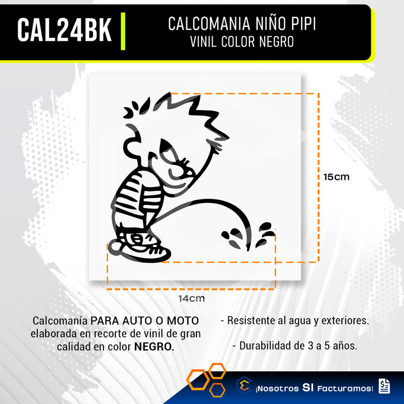 2 Calcomanía Niño Orinando Sticker Vinil Auto Moto 15cmx14cm
