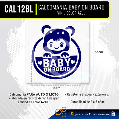 2 Calcomanía Bebé A Bordo Sticker Vinil Auto Moto 14cm X15cm