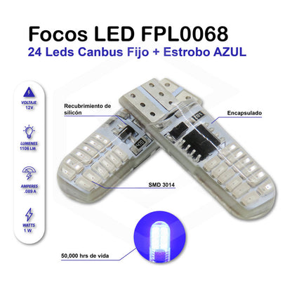 Kit De 50 Focos De Pellizco 24 Leds Canbus Fijo+estrobo 12v
