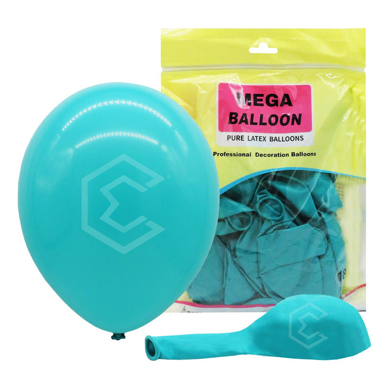 Bolsa 25 Globos Azul Cielo Brillosos #18 Fiestas Bodas Latex Azul Cielo Brilloso