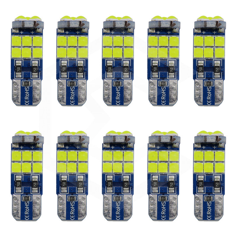 Kit De 10 Focos Pellizco T10 15 Leds Burbuja Doble Polaridad