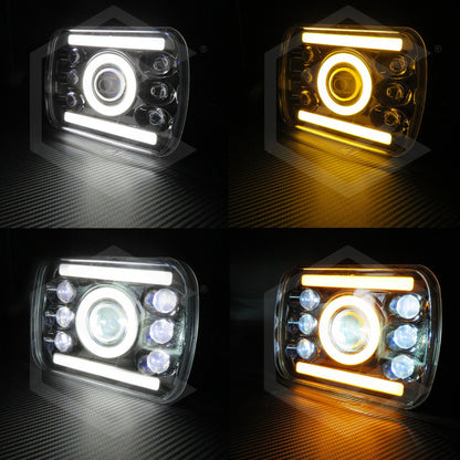 Par De Faros Unidad 5x7 Led Cree Luz Cortesía 7 Lupas 12-24v