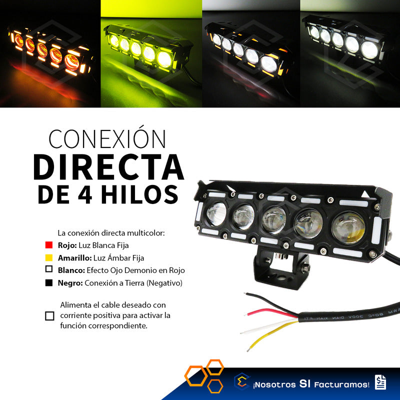 Par Faros 35 Led Con 5 Lupas Bicolor Fijo Ojo Demonio 12-24v