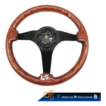 Volante D Madera Automotriz Universal Centro Negro Mate 35cm