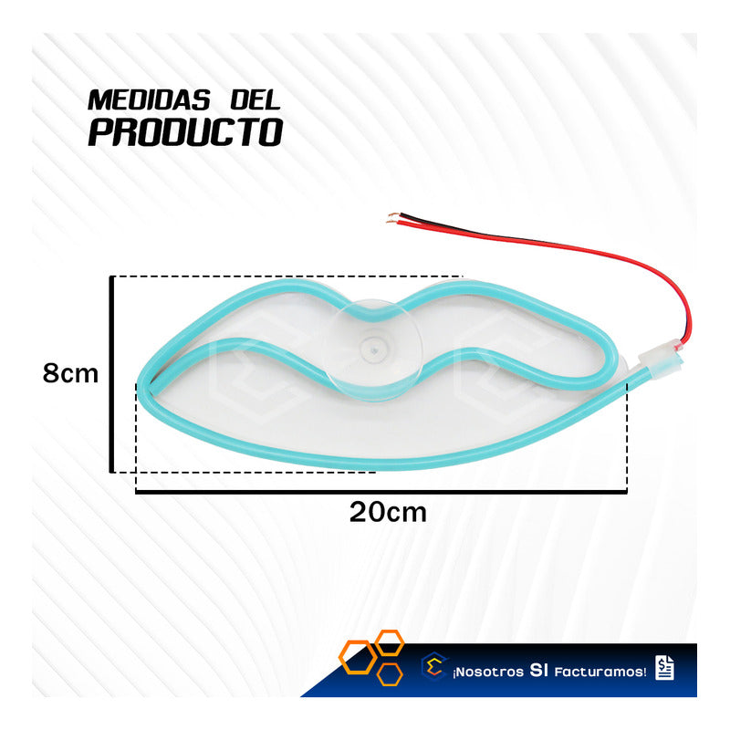 Figura Beso Led Luz Neon Parabrisas Chupón Grande 26cm 12v