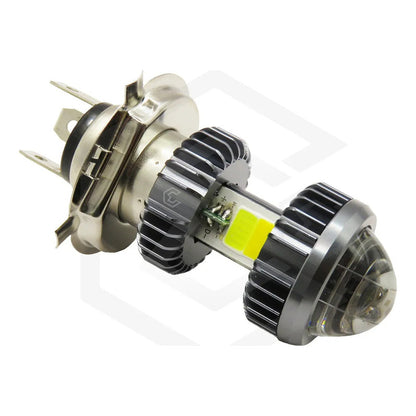 Foco Moto H4 Lupa Proyector Ba20d Bicolor 66 Led 2 Funcion T