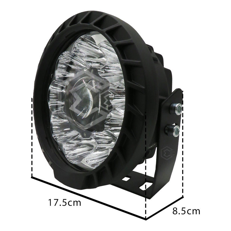 Faros Universales Redondo 10 Leds Hiper Lupa Fijo 7'' 12-24v