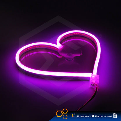 Figura Corazon Led Luz Neon Parabrisas Chupón Grande26cm 12v