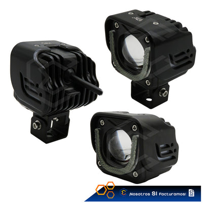 Par De Faros 40 Leds Cuadrado Lupa Blanco Ambar Flood 9-30v