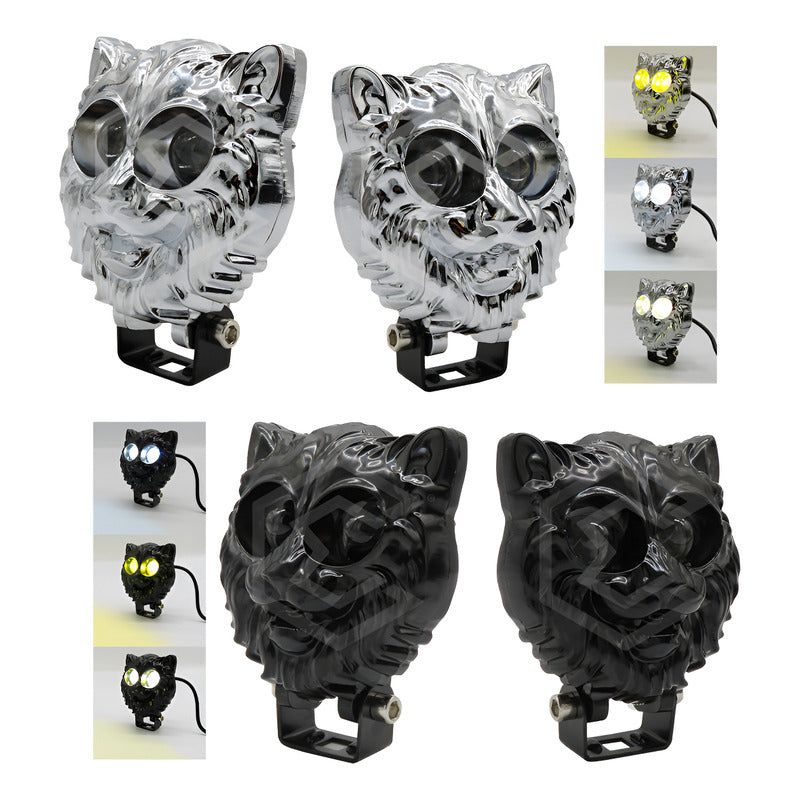 Par De Faros 6 Leds 2 Lupas Bicolor Fijo Estrobo Puma 12-24v
