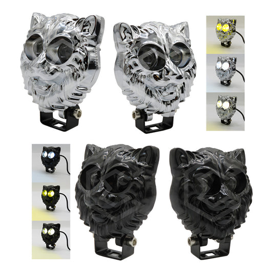 Par De Faros 6 Leds 2 Lupas Bicolor Fijo Estrobo Puma 12-24v