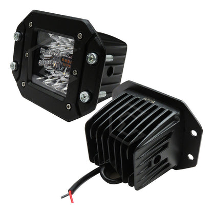 4 Faros Rectangular Bicolor Empotrable 14 Led Estrobo 12/24v Ambar