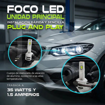 2 Focos 12led H1 Canbus Ventilador Alta Baja 16000lm 35w 12v H1