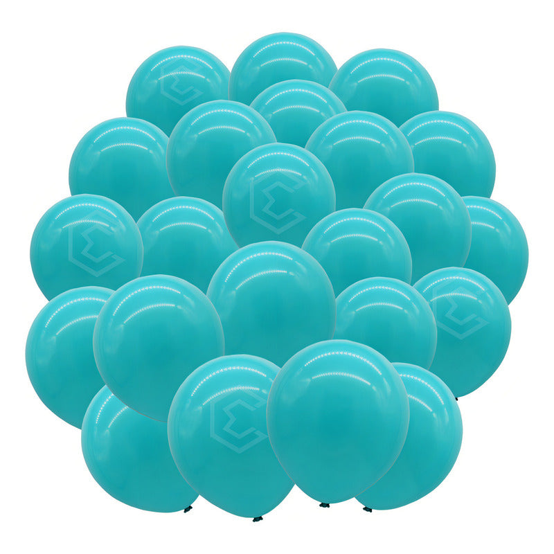Bolsa 25 Globos Azul Cielo Brillosos #18 Fiestas Bodas Latex Color Agua