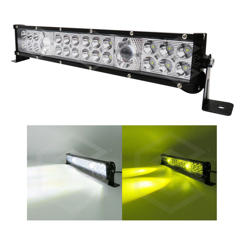 Barra Slim 36 Led Potente Blanco/ambar Fijo+estrobo 12-24v
