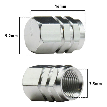 Kit 4 Tapon Cubre Pivote Válvula Metálico Hexagono Auto Moto