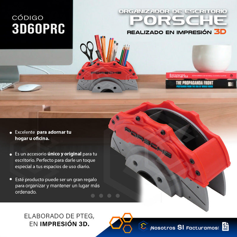 Porta Lápices Organizador Escritorio Porsche Caliper 3d Petg