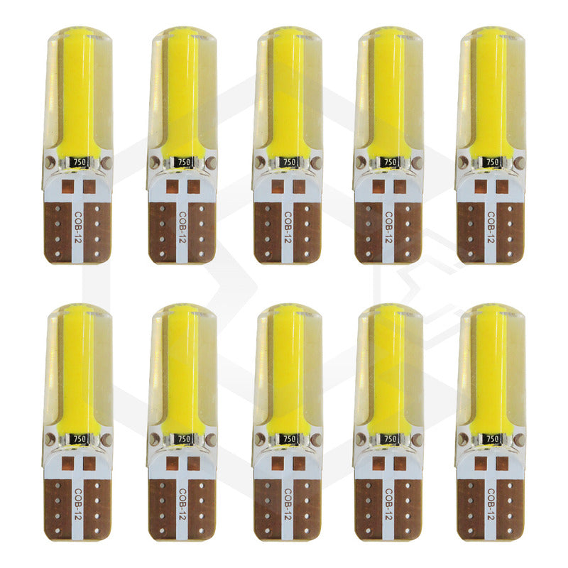 Kit 5 Pares Focos Led Cob Grande Pellizco T10 Silicon Auto