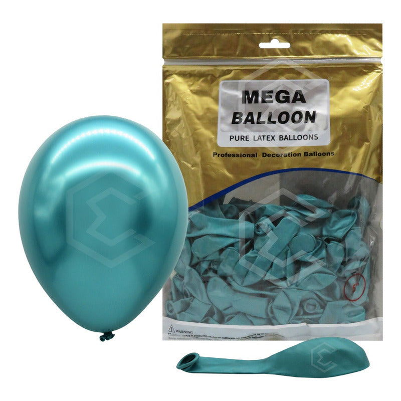 Bolsa 100 Globos Azul Cielo Metalico #5 Fiestas Bodas Latex Azul Cielo Metalico